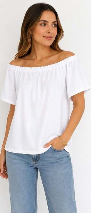 Jude Connally Tops - Jude Connally White Off-Shoulder Ruffle Sleeve Top Small New Excellent T20